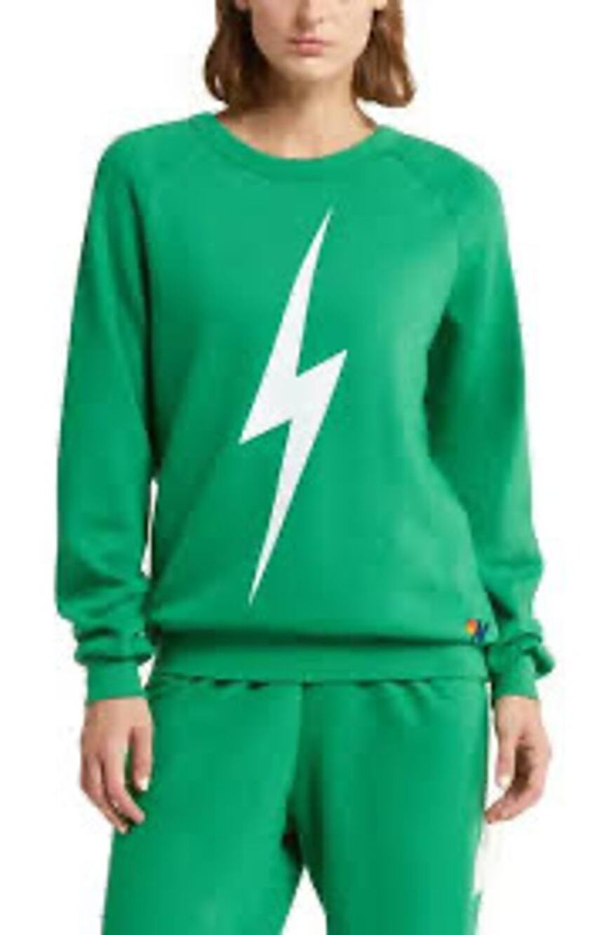 Aviator Nation Kelly Green Bolt Crewneck Sweatshirt Sz XS